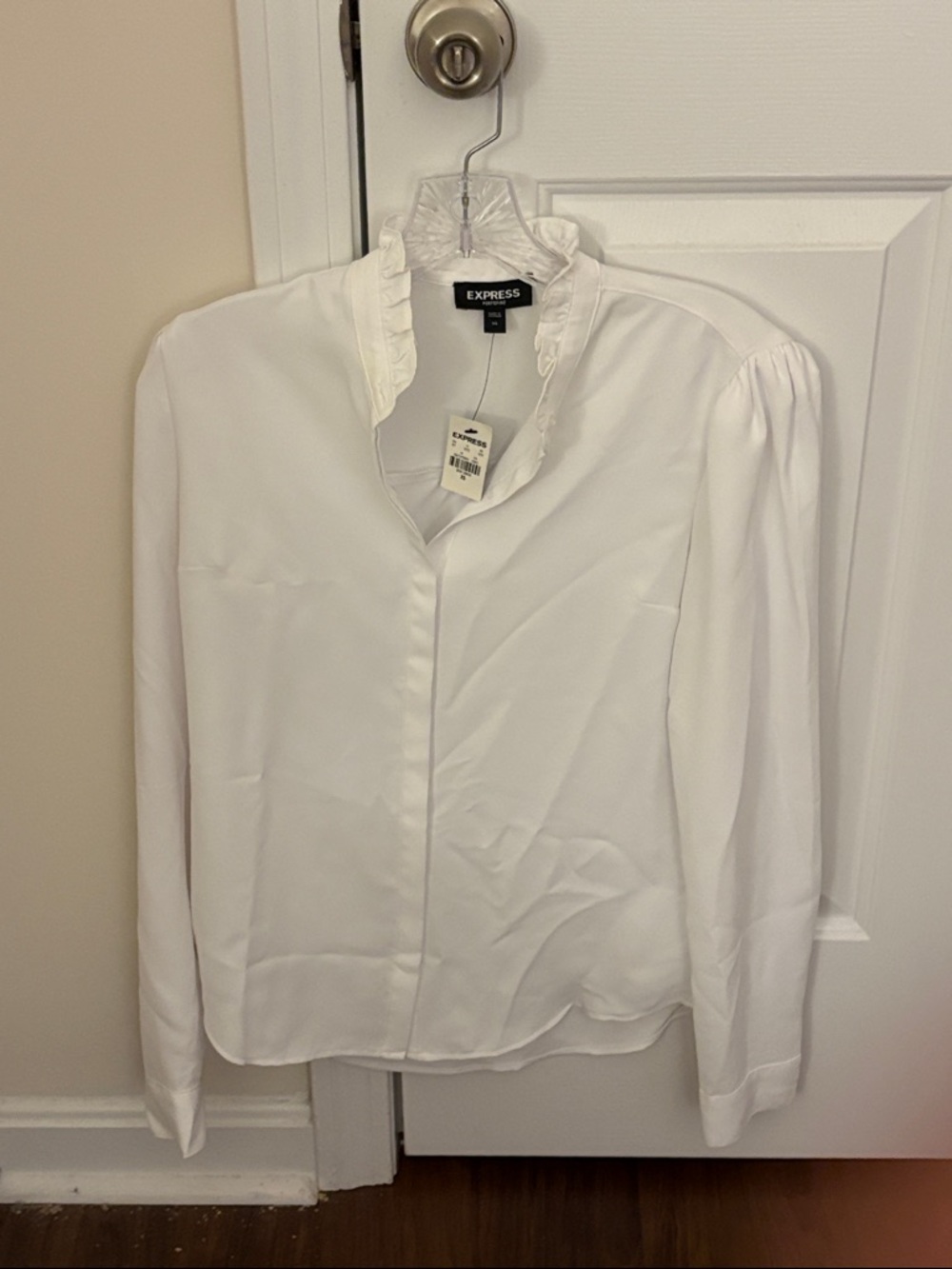 Gorgeous White Ruffle High Neck Collar Blouse XS - Picture 8 of 8